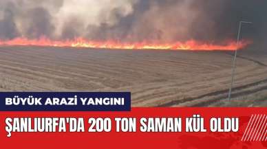 Şanlıurfa'da büyük arazi yangını! 200 ton saman kül oldu