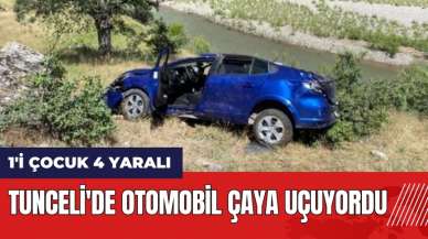 Tunceli'de otomobil çaya uçuyordu: 1'i çocuk 4 yaralı