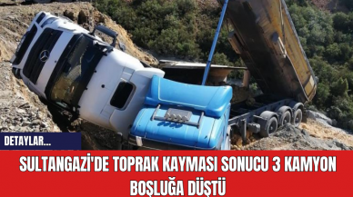 Sultangazi'de Toprak Kayması Sonucu 3 Kamyon Boşluğa Düştü