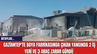 Gaziantep'te Boya Fabrikasında Çıkan Yangında 2 İş Yeri ve 3 Araç Zarar Gördü