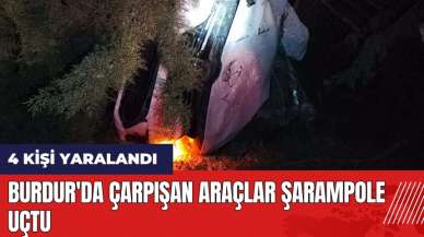 Burdur'da çarpışan araçlar şarampole uçtu