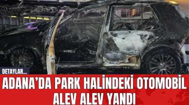 Adana’da Park Halindeki Otomobil Alev Alev Yandı