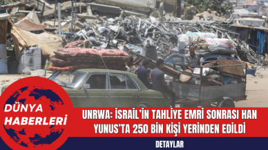 UNRWA: İsrail’in Tahliye Emri Sonrası Han Yunus’ta 250 Bin Kişi Yerinden Edildi