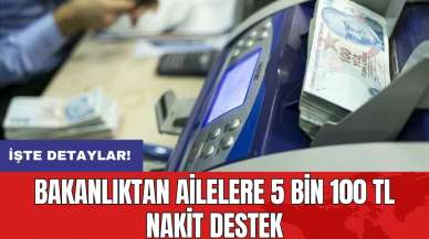 Bakanlıktan ailelere 5 bin 100 TL nakit destek