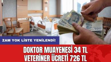 Doktor muayenesi 34 TL veteriner ücreti 726 TL: Zam yok liste yenilendi!