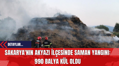 Sakarya'nın Akyazı İlçesinde Saman Yangını: 990 Balya Kül Oldu