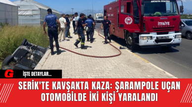 Serik'te Kavşakta Kaza: Şarampole Uçan Otomobilde İki Kişi Yaralandı