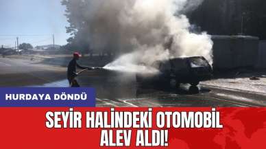 Seyir halindeki otomobil alev aldı! Hurdaya döndü