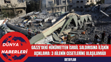 Gazze'deki Hükümetten İsrail Saldırısına İlişkin Açıklama: 3 Ailenin Cesetlerine Ulaşılamadı