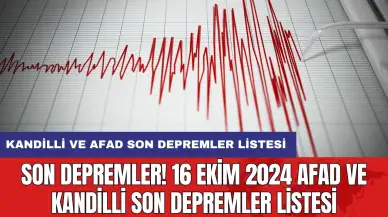 Son Depremler! 16 Ekim 2024 AFAD ve Kandilli son depremler listesi