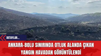 Ankara-Bolu Sınırında Otluk Alanda Çıkan Yangın Havadan Görüntülendi