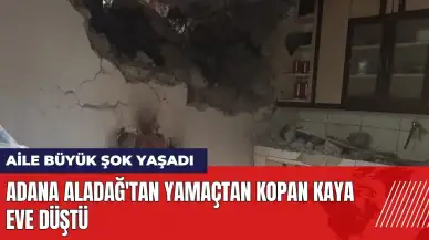 Adana Aladağ'tan yamaçtan kopan kaya eve düştü