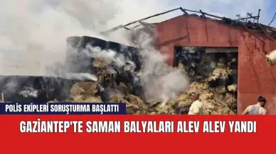 Gaziantep'te saman balyaları alev alev yandı