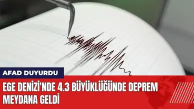 Ege Denizi'nde 4.3 büyüklüğünde deprem meydana geldi