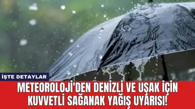 Meteoroloji'den Denizli ve Uşak İçin Kuvvetli Sağanak Yağış Uyarısı!