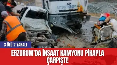 Erzurum'da İnşaat Kamyonu Pikapla Çarpıştı! 3 Öl* 2 Yaralı