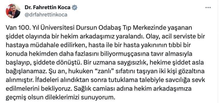 BAKAN'DAN DOKTORA ŞİDDETE GEÇ KINAMA 3