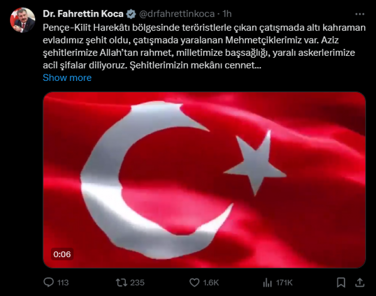 Siyaset dünyası şehitlerimiz için taziye mesajları yayınladı 2