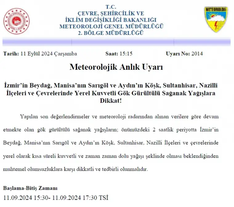 Meteoroloji Uyardı: Aydın'da Kuvvetli Yağış Bekleniyor