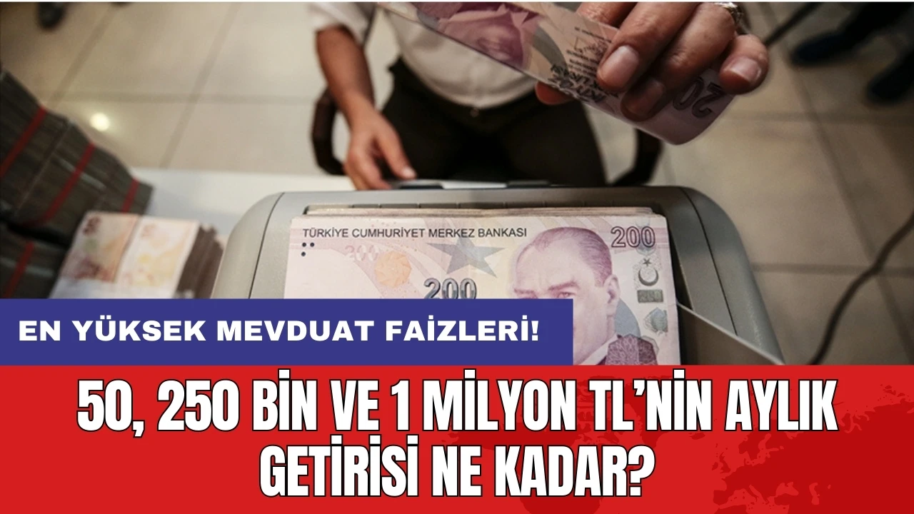 En yüksek mevduat faizleri: 50, 250 bin ve 1 milyon TL’nin aylık getirisi ne kadar?