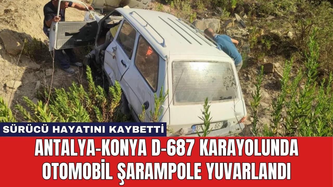 Antalya-Konya D-687 Karayolunda Otomobil Şarampole Yuvarlandı