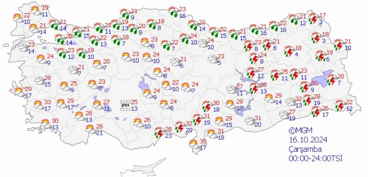 Meteoroloji'den 8 il için kuvvetli yağış uyarısı! 16 Ekim hava durumu