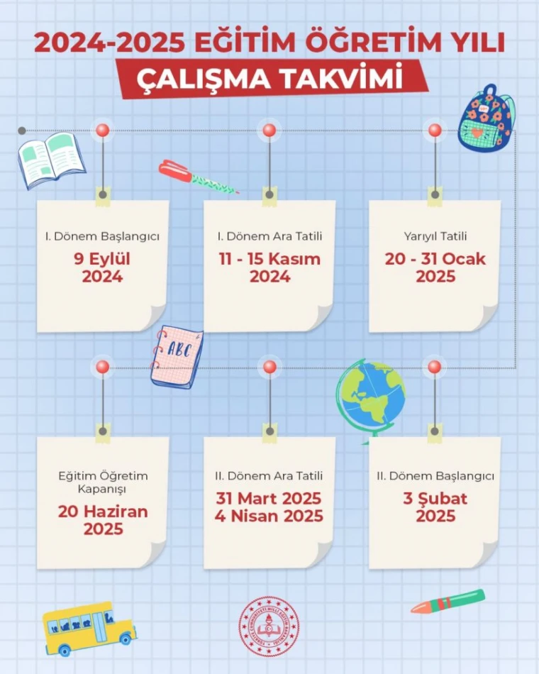 İlk Ara Tatil Ne Zaman? 2024-2025 Tatil Takvimi Belli Oldu